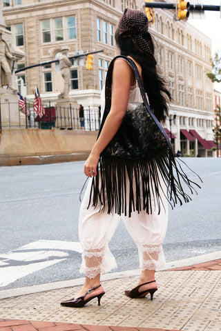 THE SIMMĒ FRINGE BAG | DARK HIDE WITH BROWN STRAP
